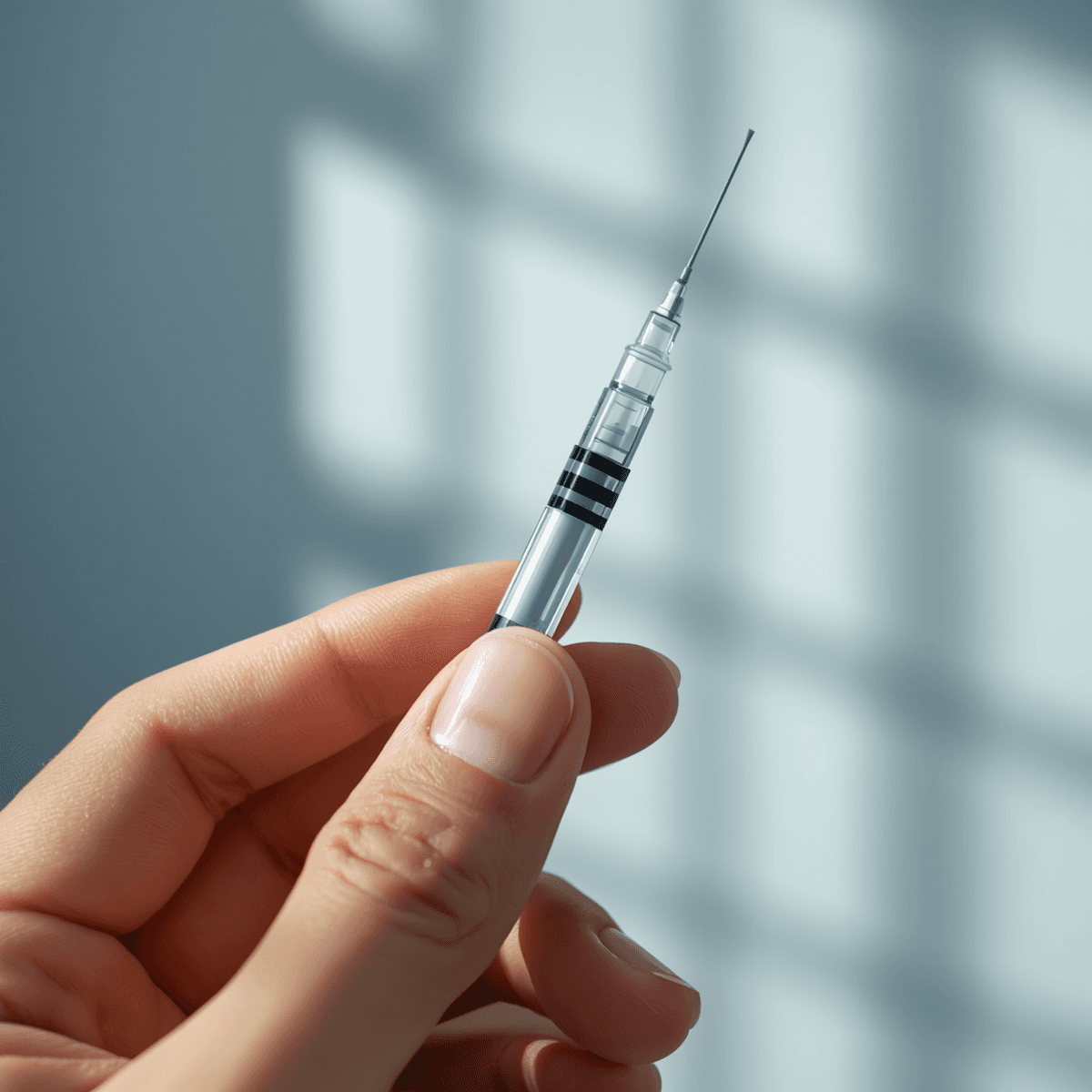 Stylo injecteur de biologique sur surface blanche de laboratoire